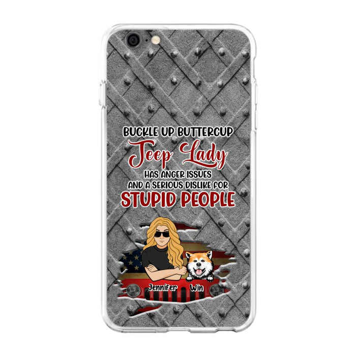 Custom Personalized Off-road Dog Lady Phone Case - Up to 4 Dogs - Gift Idea For Dogs Lover - Off-road Lady Has Anger Issues And A Serious Dislike - Case For iPhone And Samsung