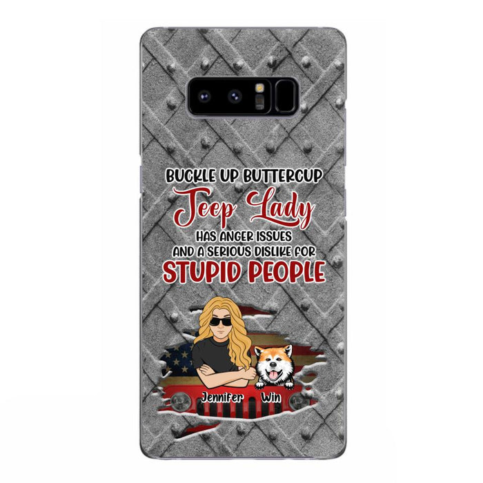 Custom Personalized Off-road Dog Lady Phone Case - Up to 4 Dogs - Gift Idea For Dogs Lover - Off-road Lady Has Anger Issues And A Serious Dislike - Case For iPhone And Samsung