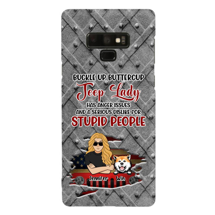 Custom Personalized Off-road Dog Lady Phone Case - Up to 4 Dogs - Gift Idea For Dogs Lover - Off-road Lady Has Anger Issues And A Serious Dislike - Case For iPhone And Samsung