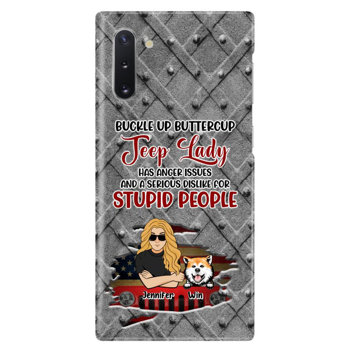 Custom Personalized Off-road Dog Lady Phone Case - Up to 4 Dogs - Gift Idea For Dogs Lover - Off-road Lady Has Anger Issues And A Serious Dislike - Case For iPhone And Samsung