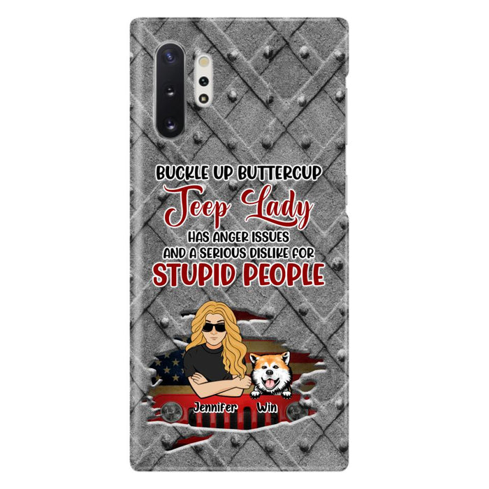 Custom Personalized Off-road Dog Lady Phone Case - Up to 4 Dogs - Gift Idea For Dogs Lover - Off-road Lady Has Anger Issues And A Serious Dislike - Case For iPhone And Samsung