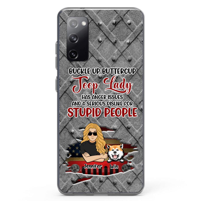 Custom Personalized Off-road Dog Lady Phone Case - Up to 4 Dogs - Gift Idea For Dogs Lover - Off-road Lady Has Anger Issues And A Serious Dislike - Case For iPhone And Samsung