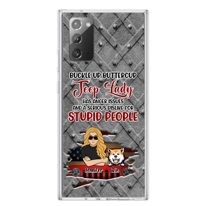 Custom Personalized Off-road Dog Lady Phone Case - Up to 4 Dogs - Gift Idea For Dogs Lover - Off-road Lady Has Anger Issues And A Serious Dislike - Case For iPhone And Samsung