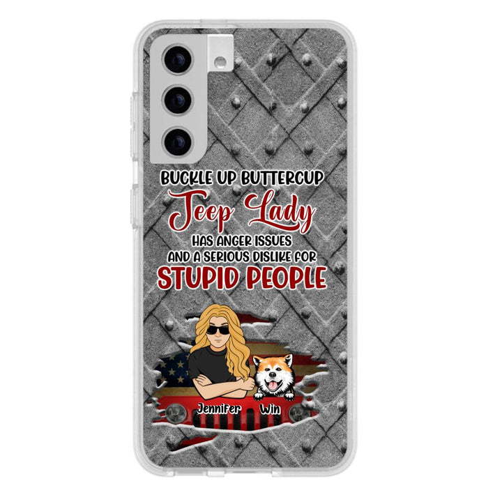 Custom Personalized Off-road Dog Lady Phone Case - Up to 4 Dogs - Gift Idea For Dogs Lover - Off-road Lady Has Anger Issues And A Serious Dislike - Case For iPhone And Samsung