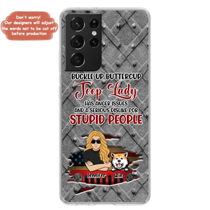 Custom Personalized Off-road Dog Lady Phone Case - Up to 4 Dogs - Gift Idea For Dogs Lover - Off-road Lady Has Anger Issues And A Serious Dislike - Case For iPhone And Samsung