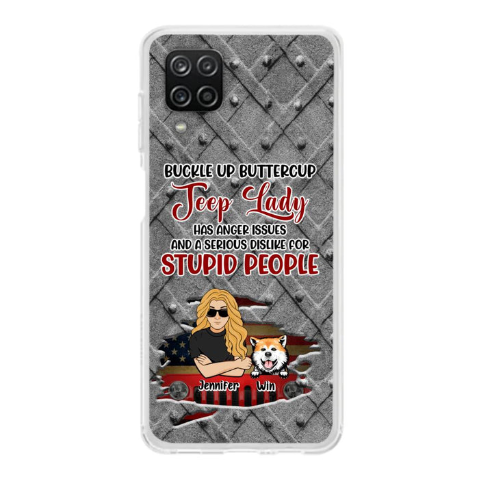 Custom Personalized Off-road Dog Lady Phone Case - Up to 4 Dogs - Gift Idea For Dogs Lover - Off-road Lady Has Anger Issues And A Serious Dislike - Case For iPhone And Samsung