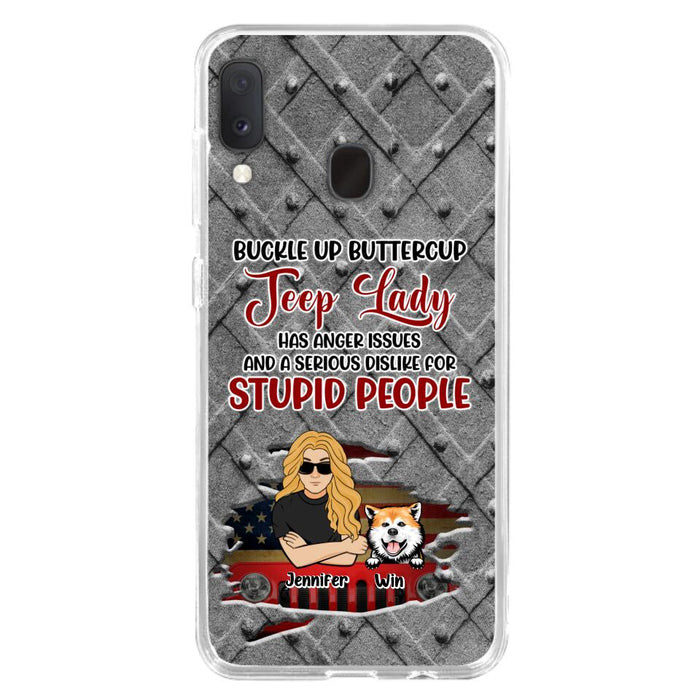 Custom Personalized Off-road Dog Lady Phone Case - Up to 4 Dogs - Gift Idea For Dogs Lover - Off-road Lady Has Anger Issues And A Serious Dislike - Case For iPhone And Samsung