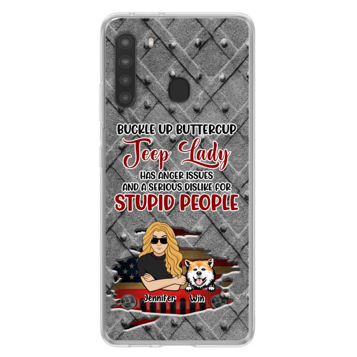 Custom Personalized Off-road Dog Lady Phone Case - Up to 4 Dogs - Gift Idea For Dogs Lover - Off-road Lady Has Anger Issues And A Serious Dislike - Case For iPhone And Samsung