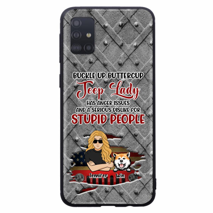 Custom Personalized Off-road Dog Lady Phone Case - Up to 4 Dogs - Gift Idea For Dogs Lover - Off-road Lady Has Anger Issues And A Serious Dislike - Case For iPhone And Samsung