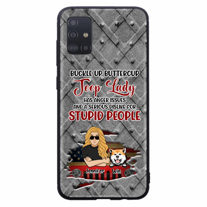 Custom Personalized Off-road Dog Lady Phone Case - Up to 4 Dogs - Gift Idea For Dogs Lover - Off-road Lady Has Anger Issues And A Serious Dislike - Case For iPhone And Samsung