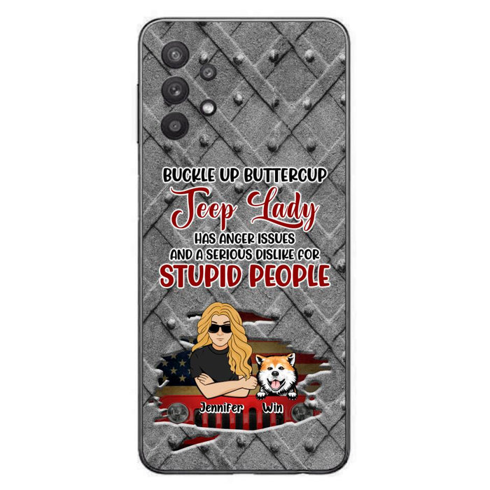 Custom Personalized Off-road Dog Lady Phone Case - Up to 4 Dogs - Gift Idea For Dogs Lover - Off-road Lady Has Anger Issues And A Serious Dislike - Case For iPhone And Samsung