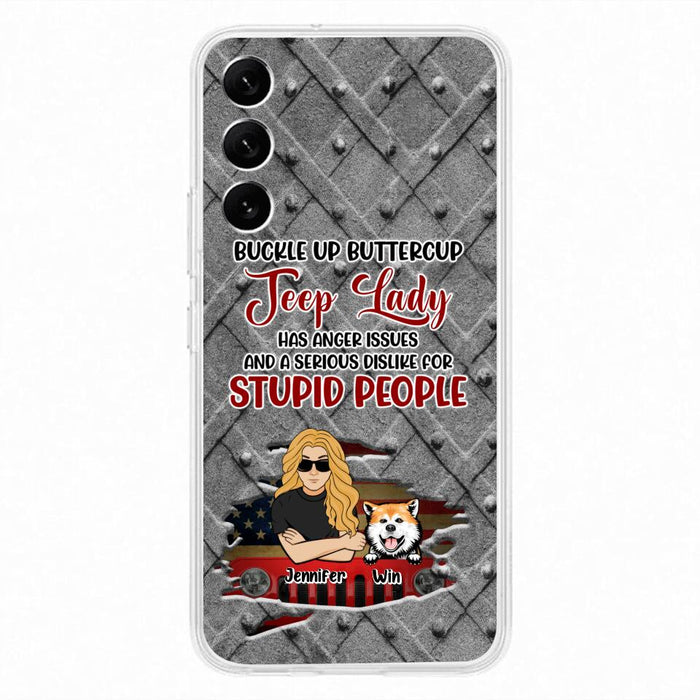 Custom Personalized Off-road Dog Lady Phone Case - Up to 4 Dogs - Gift Idea For Dogs Lover - Off-road Lady Has Anger Issues And A Serious Dislike - Case For iPhone And Samsung