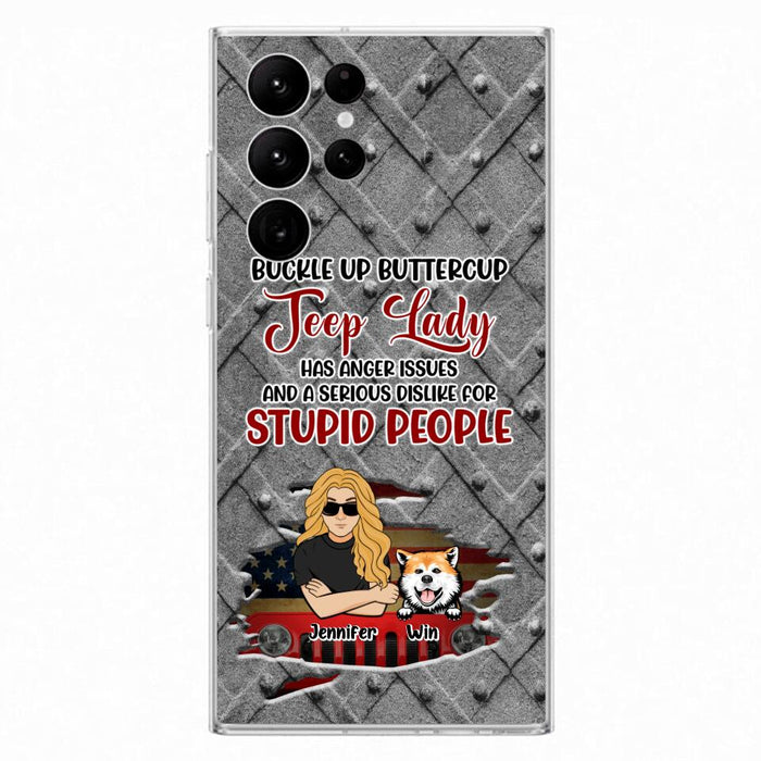 Custom Personalized Off-road Dog Lady Phone Case - Up to 4 Dogs - Gift Idea For Dogs Lover - Off-road Lady Has Anger Issues And A Serious Dislike - Case For iPhone And Samsung