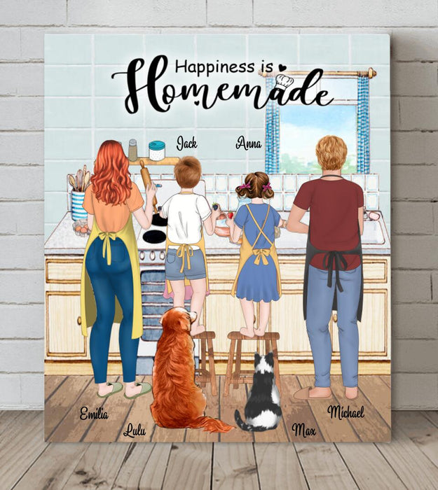 Family Cooking Together Canvas- Best Gift For Family/Couple/Friends/Single Mom/Single Dad - Happiness is Homemade - 840MJ3
