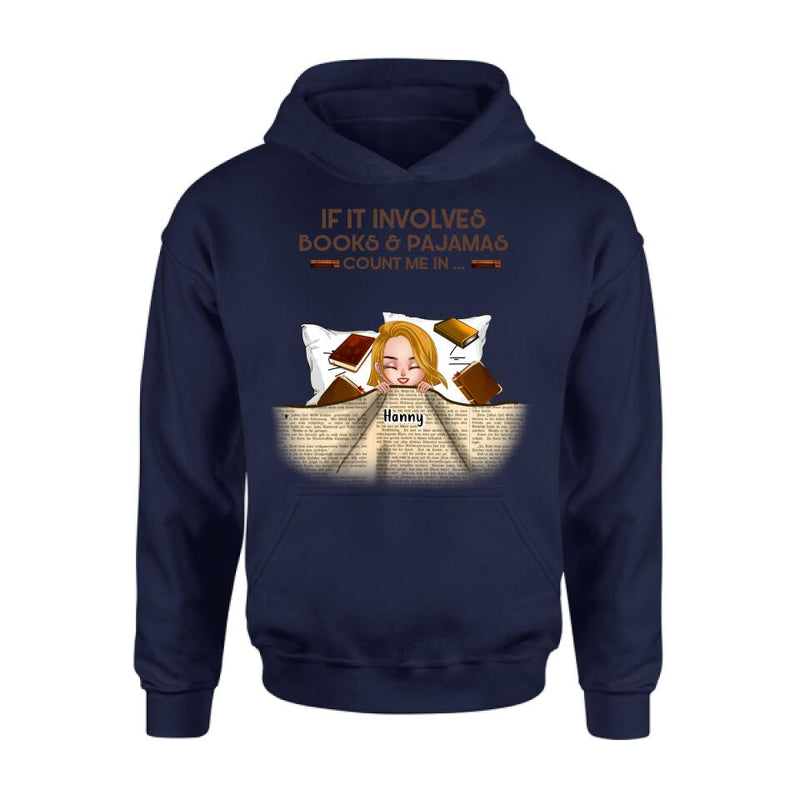 Personalized Stay In Bed With Books And Pets Shirt/Pullover Hoodie - Up to 6 Pets - Gift For Books/Dogs/Cats Lovers - I Just Want To Stay In Bed With My Books