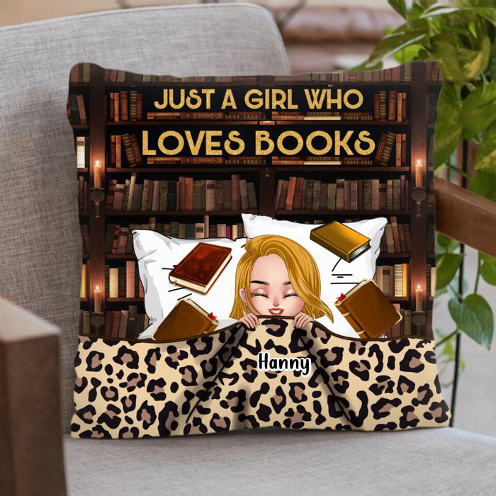 Custom Personalized Stay In Bed With Books And Pets Blanket/Pillow Cover - Upto 6 Pets - Gift For Books/ Dogs / Cats Lovers - Just A Girl Who Loves Books