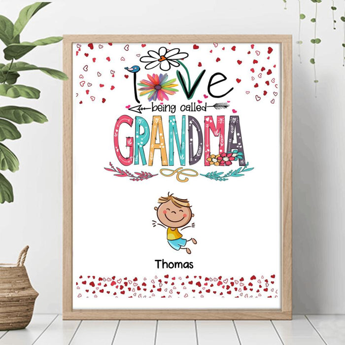 Custom Personalized Love Being Called Grandma Poster - Upto 14 Kids - Gift Idea For Nana/ Mama/Kids