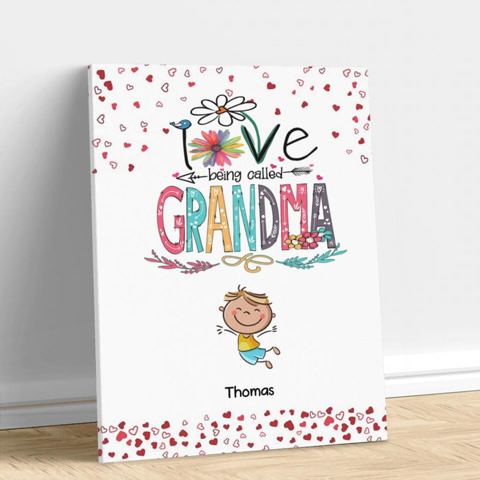 Custom Personalized Love Being Called Grandma Canvas - Upto 14 Kids - Gift Idea For Nana/ Mama/Kids