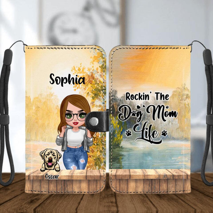 Custom Personalized Dog Mom Flip Leather Purse For Mobile Phone - Gifts For Dog Lover With Up to 4 Dogs - You Had Me At Woof