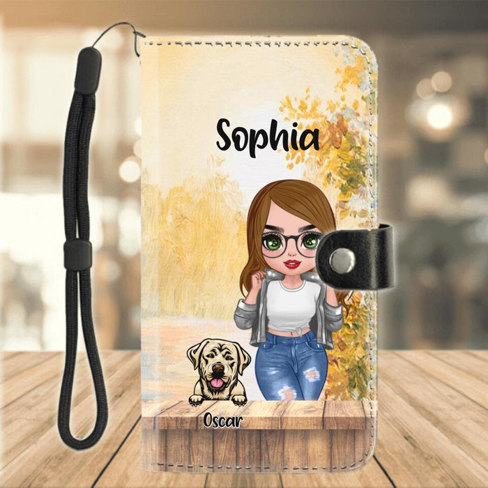 Custom Personalized Dog Mom Flip Leather Purse For Mobile Phone - Gifts For Dog Lover With Up to 4 Dogs - You Had Me At Woof