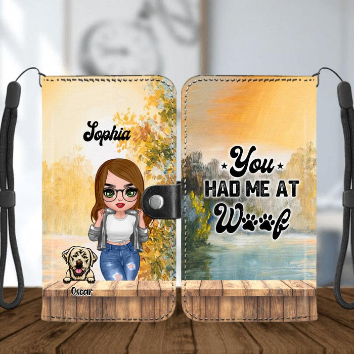 Custom Personalized Dog Mom Flip Leather Purse For Mobile Phone - Gifts For Dog Lover With Up to 4 Dogs - You Had Me At Woof