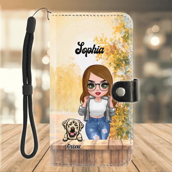 Custom Personalized Dog Mom Flip Leather Purse For Mobile Phone - Gifts For Dog Lover With Up to 4 Dogs - You Had Me At Woof