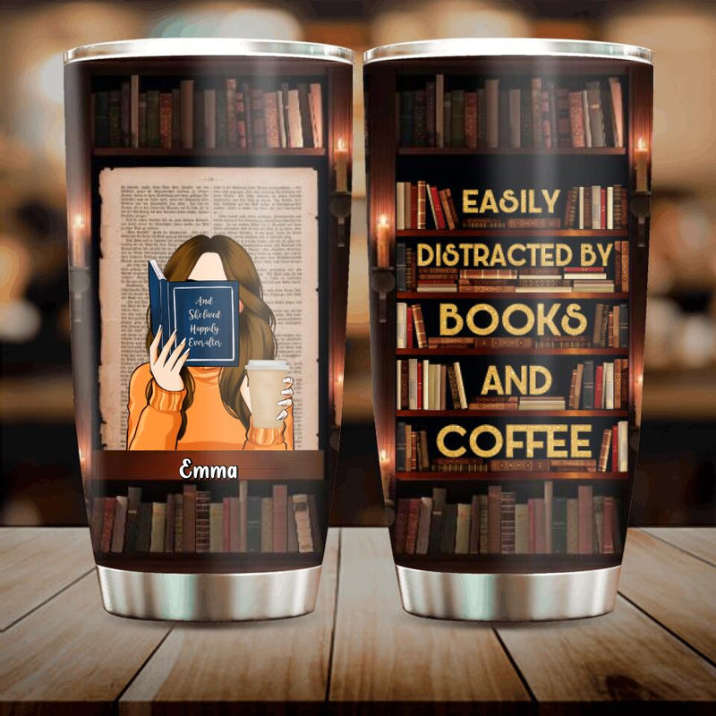 Personalized Reading Girl Tumbler - Gift Idea For Reading/Cat/Dog Lover With Up to 5 Pets - Just A Girl Who Loves Books And Dogs