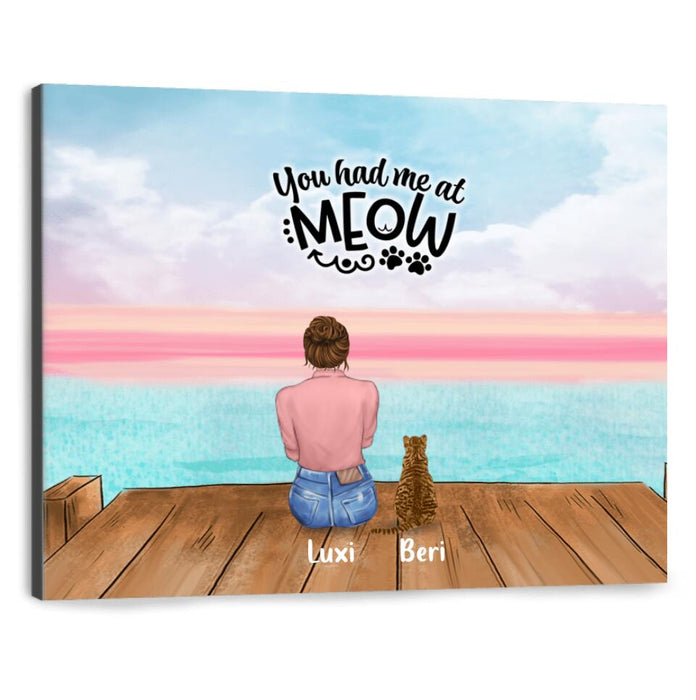 Custom Personalized Cat Mom Canvas - Gift For Cat Lovers With Upto 4 Cats - Life Is Purrfect With Cats