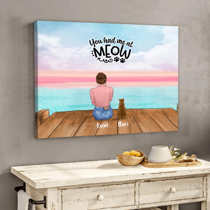 Custom Personalized Cat Mom Canvas - Gift For Cat Lovers With Upto 4 Cats - Life Is Purrfect With Cats