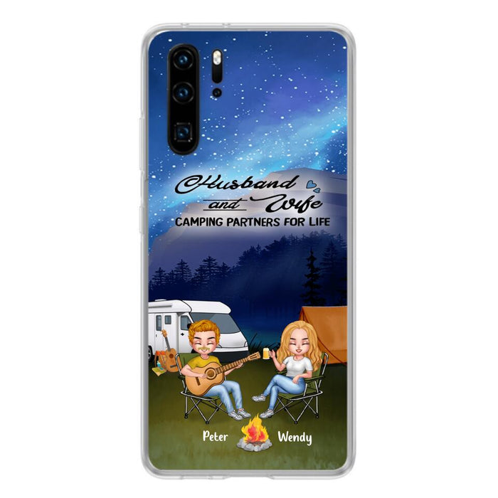 Custom Personalized Guitar Camping Phone Case - Case for Huawei/ Xiaomi/ Oppo - Gift for Camping Lovers with up to 2 Dogs