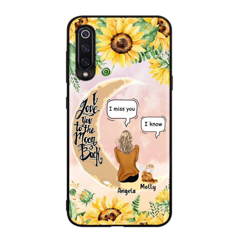 Personalized Memorial Cat Sun Flower Phone Case - Up to 6 Cats - Memorial Gift Idea For Cat Lover - I Love You To The Moon And Back - Case For Xiaomi, Oppo And Huawei