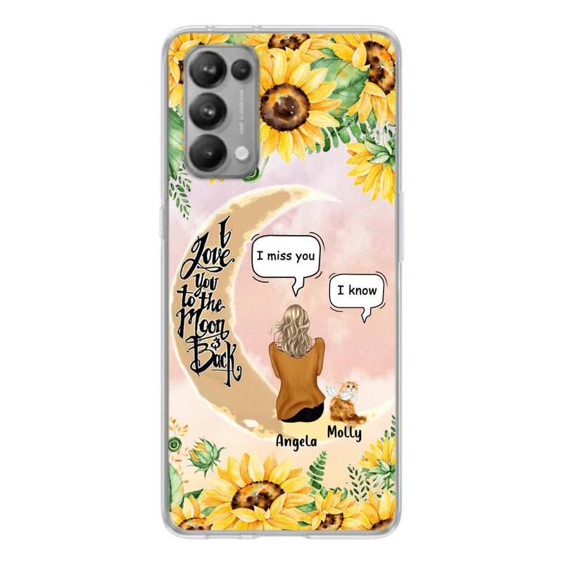 Personalized Memorial Cat Sun Flower Phone Case - Up to 6 Cats - Memorial Gift Idea For Cat Lover - I Love You To The Moon And Back - Case For Xiaomi, Oppo And Huawei