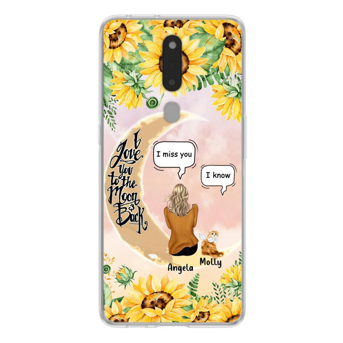 Custom Personalized Memorial Cat Sun Flower Phone Case - Upto 6 Cats - Memorial Gift Idea For Cat Lover - I Love You To The Moon And Back - Case For Xiaomi, Oppo And Huawei