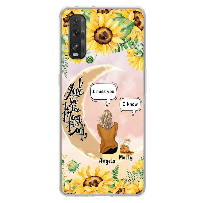 Custom Personalized Memorial Cat Sun Flower Phone Case - Upto 6 Cats - Memorial Gift Idea For Cat Lover - I Love You To The Moon And Back - Case For Xiaomi, Oppo And Huawei