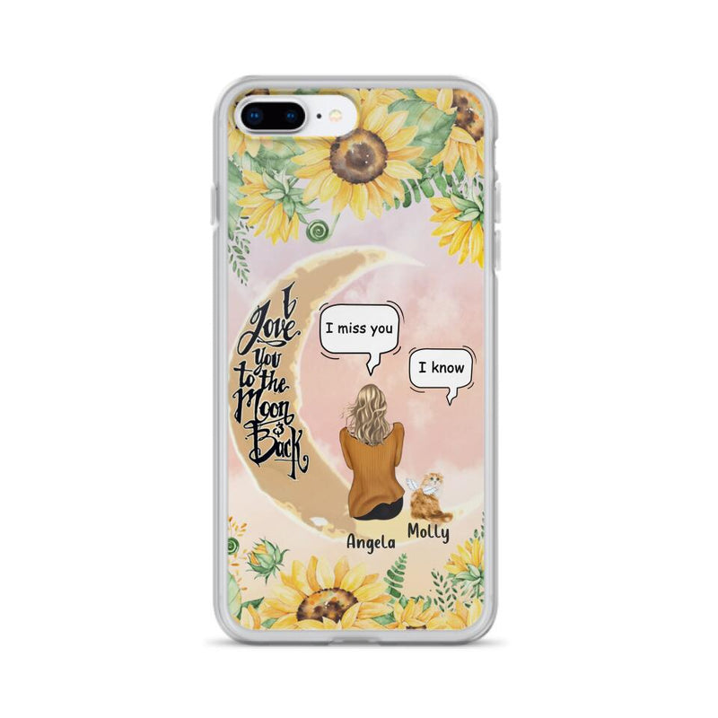 Personalized Memorial Cat Sun Flower Phone Case - Up to 6 Cats - Memorial Gift Idea For Cat Lover - I Love You To The Moon And Back - Case For iPhone And Samsung