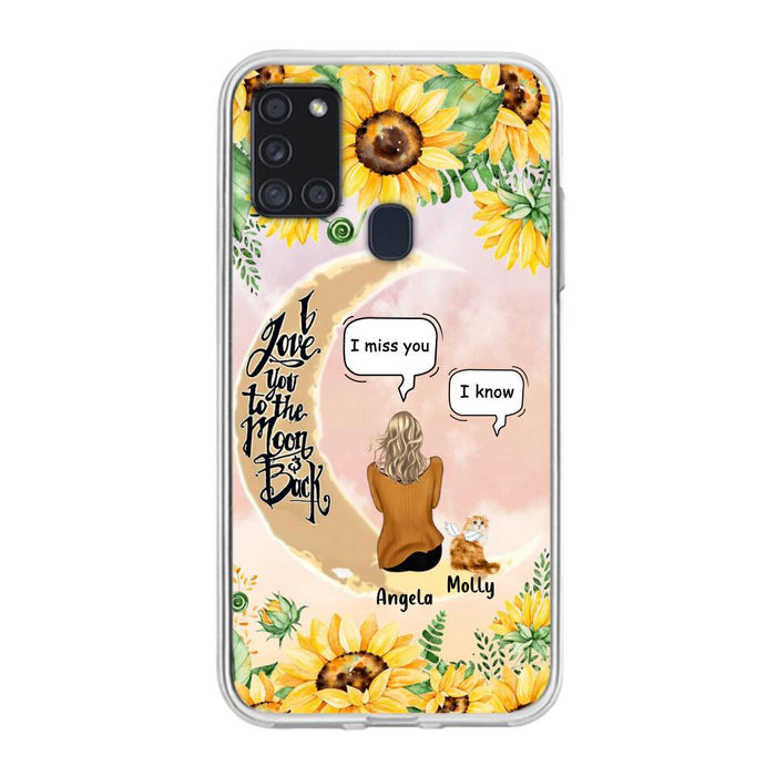 Custom Personalized Memorial Cat Sun Flower Phone Case - Upto 6 Cats - Memorial Gift Idea For Cat Lover - I Love You To The Moon And Back - Case For iPhone And Samsung