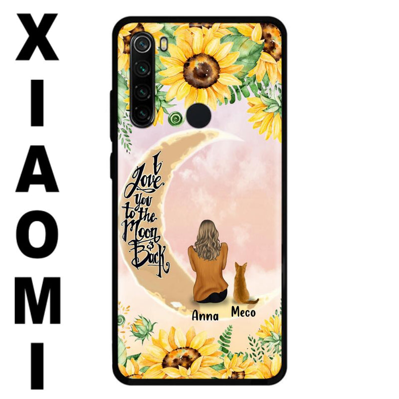 Personalized Cat Sun Flower Phone Case - Up to 6 Cats - Gift Idea For Cat Lover - I Love You To The Moon And Back - Case For Xiaomi, Oppo And Huawei