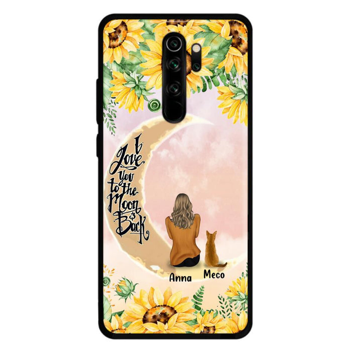 Custom Personalized Cat Sun Flower Phone Case - Upto 6 Cats - Gift Idea For Cat Lover - I Love You To The Moon And Back - Case For Xiaomi, Oppo And Huawei