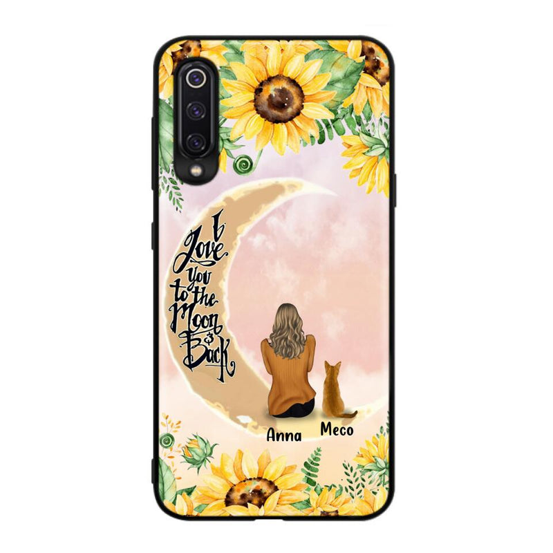 Personalized Cat Sun Flower Phone Case - Up to 6 Cats - Gift Idea For Cat Lover - I Love You To The Moon And Back - Case For Xiaomi, Oppo And Huawei