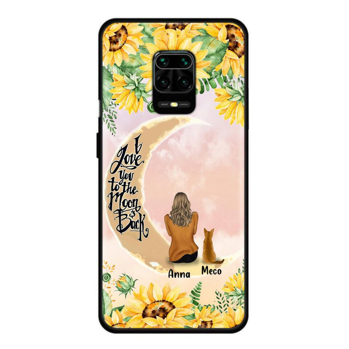 Custom Personalized Cat Sun Flower Phone Case - Upto 6 Cats - Gift Idea For Cat Lover - I Love You To The Moon And Back - Case For Xiaomi, Oppo And Huawei