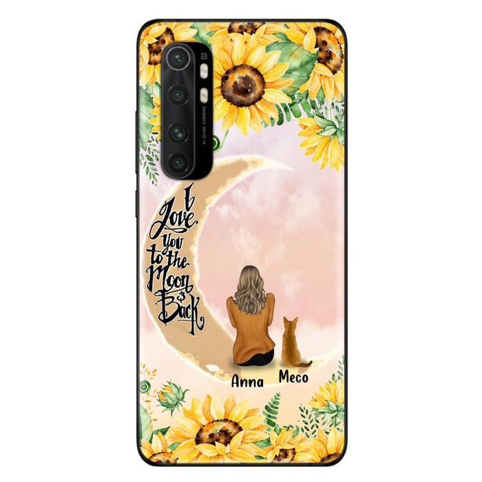 Custom Personalized Cat Sun Flower Phone Case - Upto 6 Cats - Gift Idea For Cat Lover - I Love You To The Moon And Back - Case For Xiaomi, Oppo And Huawei