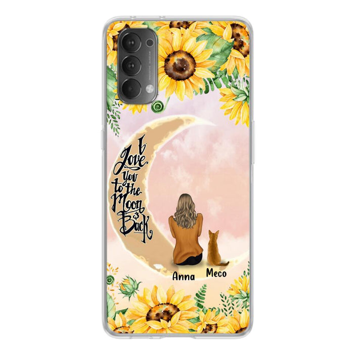 Custom Personalized Cat Sun Flower Phone Case - Upto 6 Cats - Gift Idea For Cat Lover - I Love You To The Moon And Back - Case For Xiaomi, Oppo And Huawei