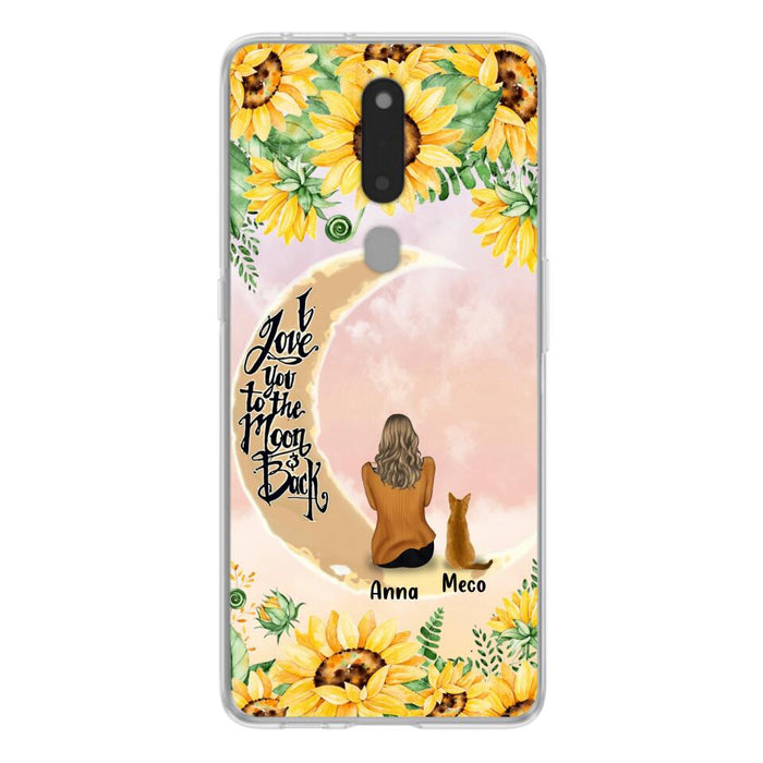 Custom Personalized Cat Sun Flower Phone Case - Upto 6 Cats - Gift Idea For Cat Lover - I Love You To The Moon And Back - Case For Xiaomi, Oppo And Huawei