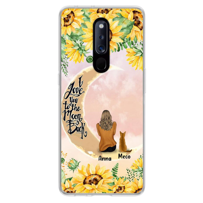 Custom Personalized Cat Sun Flower Phone Case - Upto 6 Cats - Gift Idea For Cat Lover - I Love You To The Moon And Back - Case For Xiaomi, Oppo And Huawei