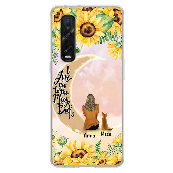 Custom Personalized Cat Sun Flower Phone Case - Upto 6 Cats - Gift Idea For Cat Lover - I Love You To The Moon And Back - Case For Xiaomi, Oppo And Huawei