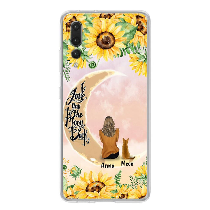 Custom Personalized Cat Sun Flower Phone Case - Upto 6 Cats - Gift Idea For Cat Lover - I Love You To The Moon And Back - Case For Xiaomi, Oppo And Huawei