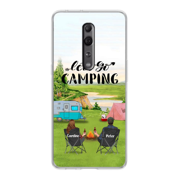 Custom Personalized Camping Phone Case - Couple With Upto 2 Kids And 4 Pets - Gift Idea For Camping Lover - Let's Go Camping - Case For Xiaomi, Oppo And Huawei