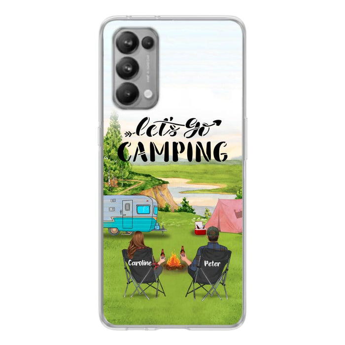 Custom Personalized Camping Phone Case - Couple With Upto 2 Kids And 4 Pets - Gift Idea For Camping Lover - Let's Go Camping - Case For Xiaomi, Oppo And Huawei