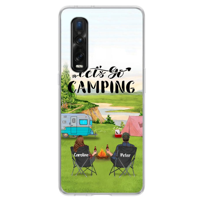 Custom Personalized Camping Phone Case - Couple With Upto 2 Kids And 4 Pets - Gift Idea For Camping Lover - Let's Go Camping - Case For Xiaomi, Oppo And Huawei