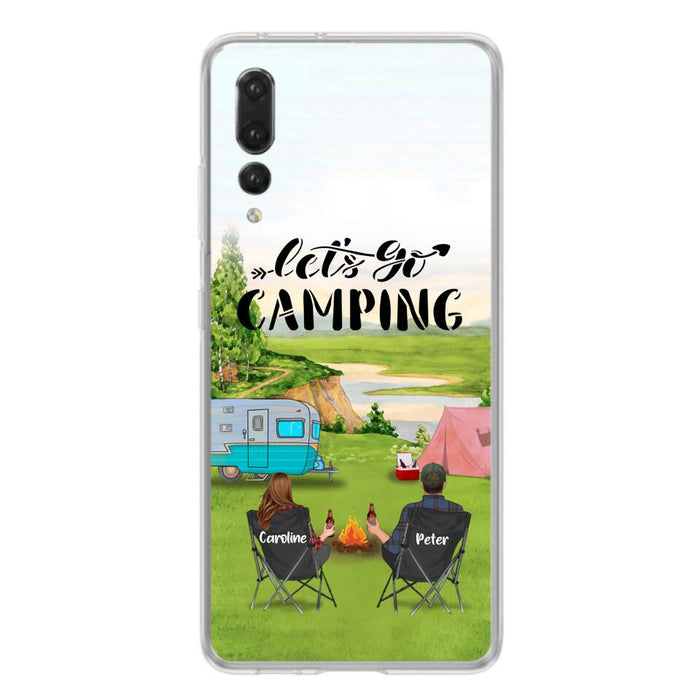 Custom Personalized Camping Phone Case - Couple With Upto 2 Kids And 4 Pets - Gift Idea For Camping Lover - Let's Go Camping - Case For Xiaomi, Oppo And Huawei